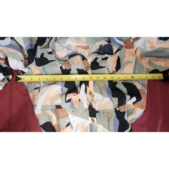 Nine West Patchwork Midi Dress Small Belted Long Sleeve Button Down Collared - Picture 10 of 13